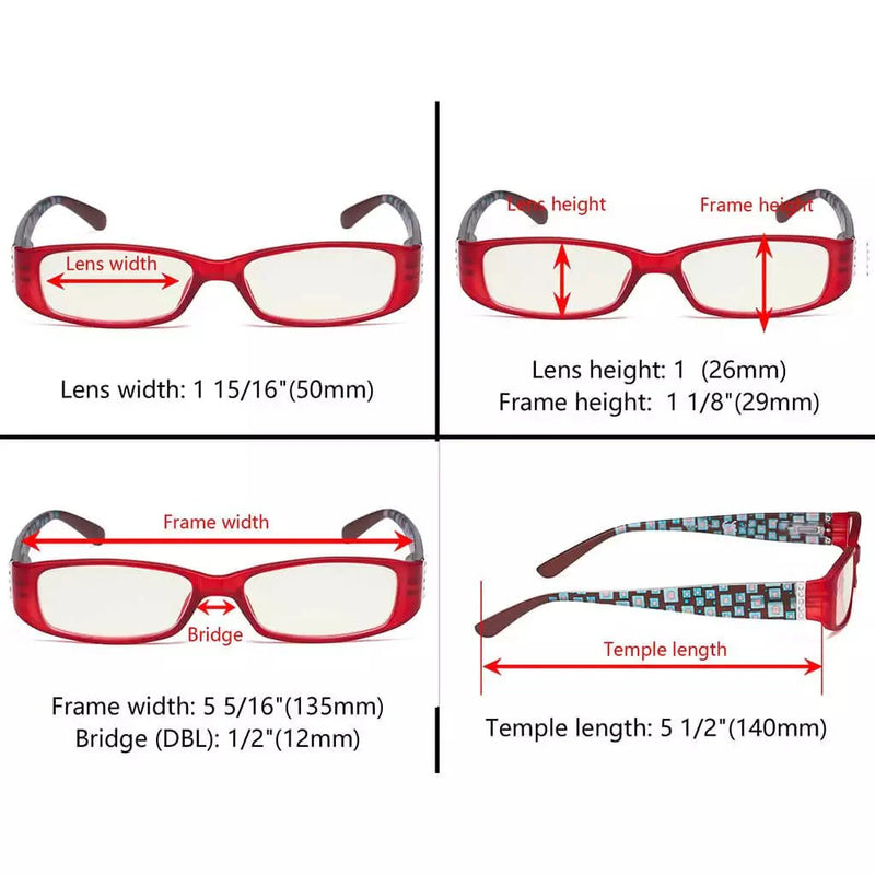 eyekeeper.com 4 Pack Blue Light Filter Reading Glasses Patterned Temple UVR081X Eyeglasses White Smoke 4 Pairs Mix / without magnification,4 Pairs Mix / +0.50,4 Pairs Mix / +0.75,4 Pairs Mix / +1.00,4 Pairs Mix / +1.25,4 Pairs Mix / +1.50,4 Pairs Mix / +1.75,4 Pairs Mix / +2.00,4 Pairs Mix / +2.50,4 Pairs Mix / +3.00