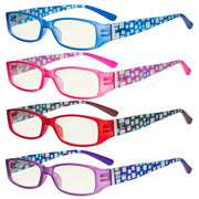eyekeeper.com 4 Pack Blue Light Filter Reading Glasses Patterned Temple UVR081X Eyeglasses White Smoke 4 Pairs Mix / without magnification,4 Pairs Mix / +0.50,4 Pairs Mix / +0.75,4 Pairs Mix / +1.00,4 Pairs Mix / +1.25,4 Pairs Mix / +1.50,4 Pairs Mix / +1.75,4 Pairs Mix / +2.00,4 Pairs Mix / +2.50,4 Pairs Mix / +3.00