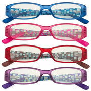 eyekeeper.com 4 Pack Blue Light Filter Reading Glasses Patterned Temple UVR081X Eyeglasses White Smoke 4 Pairs Mix / without magnification,4 Pairs Mix / +0.50,4 Pairs Mix / +0.75,4 Pairs Mix / +1.00,4 Pairs Mix / +1.25,4 Pairs Mix / +1.50,4 Pairs Mix / +1.75,4 Pairs Mix / +2.00,4 Pairs Mix / +2.50,4 Pairs Mix / +3.00