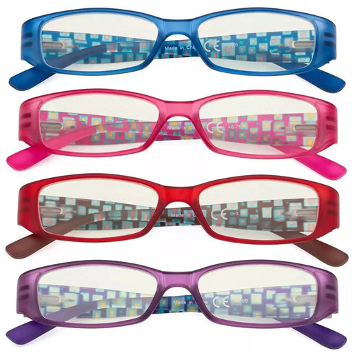 eyekeeper.com 4 Pack Blue Light Filter Reading Glasses Patterned Temple UVR081X Eyeglasses White Smoke 4 Pairs Mix / without magnification,4 Pairs Mix / +0.50,4 Pairs Mix / +0.75,4 Pairs Mix / +1.00,4 Pairs Mix / +1.25,4 Pairs Mix / +1.50,4 Pairs Mix / +1.75,4 Pairs Mix / +2.00,4 Pairs Mix / +2.50,4 Pairs Mix / +3.00