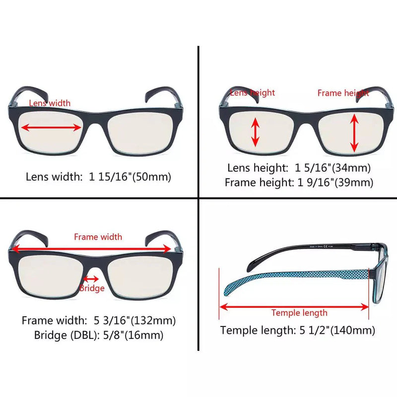 eyekeeper.com 4 Pack Blue Light Reading Glasses Rectangle Style UVR047 Eyeglasses White Smoke 2Brown-2Grey / without magnification,2Brown-2Grey / +0.50,2Brown-2Grey / +1.00,2Brown-2Grey / +1.25,2Brown-2Grey / +1.50,2Brown-2Grey / +1.75,2Brown-2Grey / +2.50