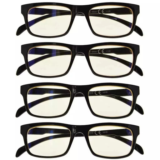 eyekeeper.com 4 Pack Blue Light Reading Glasses Rectangle Style UVR047 Eyeglasses White Smoke 2Brown-2Grey / without magnification,2Brown-2Grey / +0.50,2Brown-2Grey / +1.00,2Brown-2Grey / +1.25,2Brown-2Grey / +1.50,2Brown-2Grey / +1.75,2Brown-2Grey / +2.50