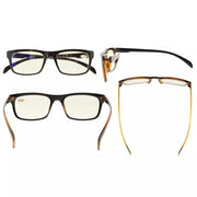 eyekeeper.com 4 Pack Blue Light Reading Glasses Rectangle Style UVR047 Eyeglasses White Smoke 2Brown-2Grey / without magnification,2Brown-2Grey / +0.50,2Brown-2Grey / +1.00,2Brown-2Grey / +1.25,2Brown-2Grey / +1.50,2Brown-2Grey / +1.75,2Brown-2Grey / +2.50