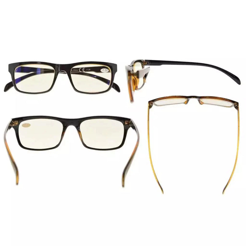 eyekeeper.com 4 Pack Blue Light Reading Glasses Rectangle Style UVR047 Eyeglasses White Smoke 2Brown-2Grey / without magnification,2Brown-2Grey / +0.50,2Brown-2Grey / +1.00,2Brown-2Grey / +1.25,2Brown-2Grey / +1.50,2Brown-2Grey / +1.75,2Brown-2Grey / +2.50