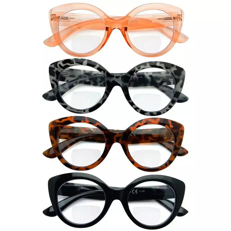 eyekeeper.com 4 Pack Cat-eye Bifocal Reading Glasses BR2012 Eyeglasses White Smoke 4 Pairs Mix / +1.00,4 Pairs Mix / +1.50,4 Pairs Mix / +2.00,4 Pairs Mix / +2.50,4 Pairs Mix / +3.00,4 Pairs Mix / +3.50