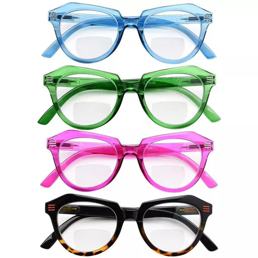 eyekeeper.com 4 Pack Cat-eye Bifocal Reading Glasses Distinctive Readers BR2110 Eyeglasses White Smoke 4 Pairs Mix / +1.00,4 Pairs Mix / +1.50,4 Pairs Mix / +2.00,4 Pairs Mix / +2.50,4 Pairs Mix / +3.00