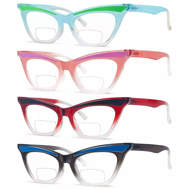 eyekeeper.com 4 Pack Cat-eye Bifocal Reading Glasses Fashion Readers BR2132 Eyeglasses White Smoke 4 Pairs Mix / +1.00,4 Pairs Mix / +1.50,4 Pairs Mix / +2.00,4 Pairs Mix / +2.50,4 Pairs Mix / +3.00,4 Pairs Mix / +3.50