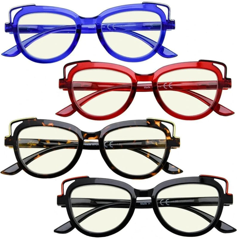 eyekeeper.com 4 Pack Cat-eye Blue Light Filter Readers UV2113 Eyeglasses White Smoke 4 Pairs Mix / without magnification,4 Pairs Mix / +0.50,4 Pairs Mix / +0.75,4 Pairs Mix / +1.00,4 Pairs Mix / +1.25,4 Pairs Mix / +1.50,4 Pairs Mix / +1.75,4 Pairs Mix / +2.00,4 Pairs Mix / +2.25,4 Pairs Mix / +2.50,4 Pairs Mix / +2.75,4 Pairs Mix / +3.00
