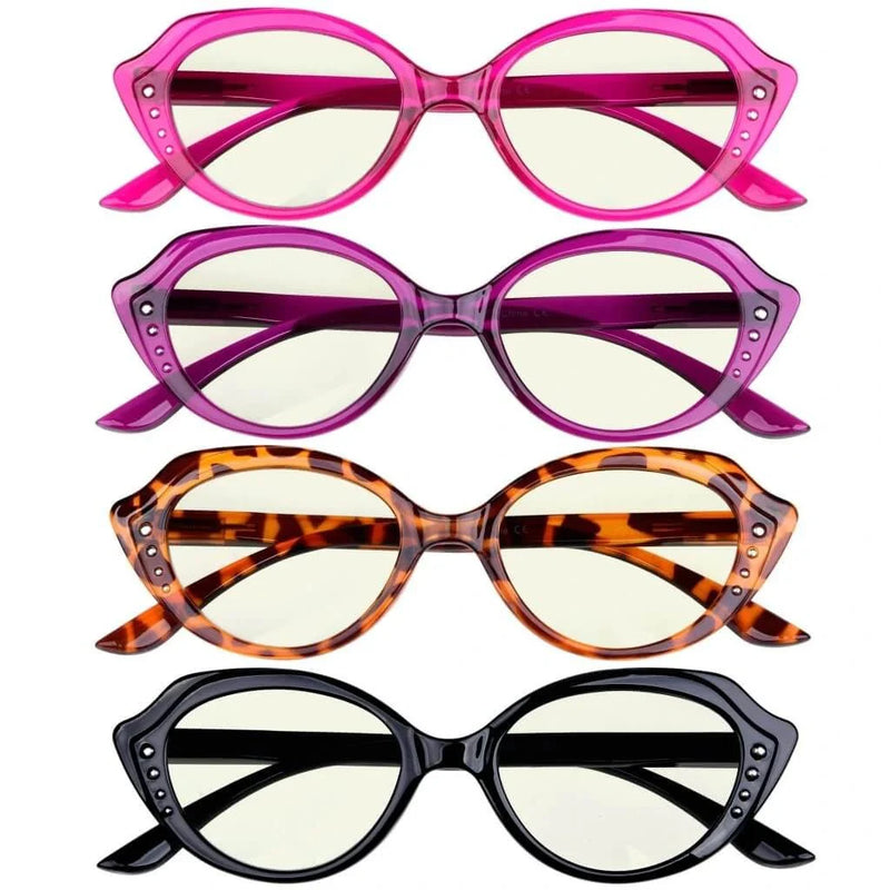 eyekeeper.com 4 Pack Cat-eye Blue Light Filter Reading Glasses UV2124 Eyeglasses White Smoke 4 Pairs Mix / without magnification,4 Pairs Mix / +0.50,4 Pairs Mix / +0.75,4 Pairs Mix / +1.00,4 Pairs Mix / +1.25,4 Pairs Mix / +1.50,4 Pairs Mix / +1.75,4 Pairs Mix / +2.00,4 Pairs Mix / +2.25,4 Pairs Mix / +2.50,4 Pairs Mix / +2.75,4 Pairs Mix / +3.00