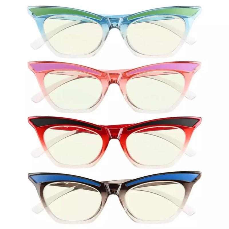 eyekeeper.com 4 Pack Cat-eye Blue Light Filter Reading Glasses UV2132 Eyeglasses White Smoke 4 Pairs Mix / without magnification,4 Pairs Mix / +0.50,4 Pairs Mix / +0.75,4 Pairs Mix / +1.00,4 Pairs Mix / +1.25,4 Pairs Mix / +1.50,4 Pairs Mix / +1.75,4 Pairs Mix / +2.00,4 Pairs Mix / +2.25,4 Pairs Mix / +2.50,4 Pairs Mix / +3.00,4 Pairs Mix / +3.50