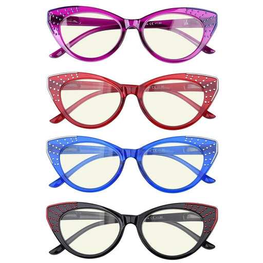 eyekeeper.com 4 Pack Cat-eye Blue Light Filter Reading Glasses UVR2115 Eyeglasses White Smoke 4 Pairs Mix / without magnification,4 Pairs Mix / +0.50,4 Pairs Mix / +0.75,4 Pairs Mix / +1.00,4 Pairs Mix / +1.25,4 Pairs Mix / +1.50,4 Pairs Mix / +1.75,4 Pairs Mix / +2.00,4 Pairs Mix / +2.25,4 Pairs Mix / +2.50,4 Pairs Mix / +2.75,4 Pairs Mix / +3.00