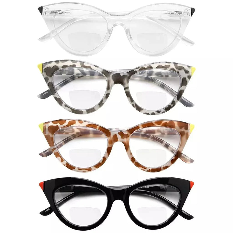 eyekeeper.com 4 Pack Cat-eye Readers Bifocal Reading Glasses BR2103 Eyeglasses White Smoke 4 Pairs Mix / +1.00,4 Pairs Mix / +1.50,4 Pairs Mix / +2.00,4 Pairs Mix / +3.00