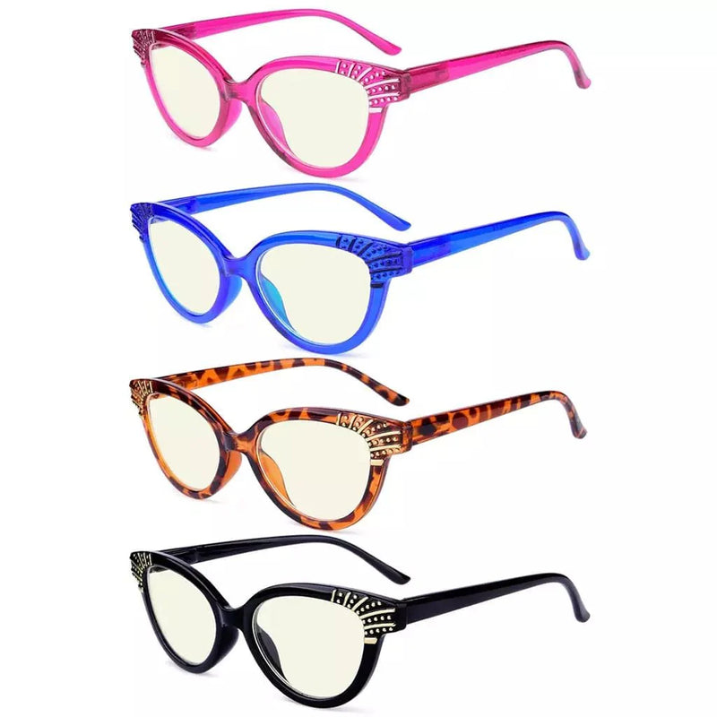 eyekeeper.com 4 Pack Cat-eye Reading Glasses Blue Light Filter UV2123 Eyeglasses White Smoke 4 Pairs Mix / without magnification,4 Pairs Mix / +0.50,4 Pairs Mix / +0.75,4 Pairs Mix / +1.00,4 Pairs Mix / +1.25,4 Pairs Mix / +1.50,4 Pairs Mix / +1.75,4 Pairs Mix / +2.00,4 Pairs Mix / +2.25,4 Pairs Mix / +2.50,4 Pairs Mix / +2.75,4 Pairs Mix / +3.00