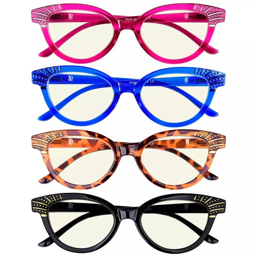 eyekeeper.com 4 Pack Cat-eye Reading Glasses Blue Light Filter UV2123 Eyeglasses White Smoke 4 Pairs Mix / without magnification,4 Pairs Mix / +0.50,4 Pairs Mix / +0.75,4 Pairs Mix / +1.00,4 Pairs Mix / +1.25,4 Pairs Mix / +1.50,4 Pairs Mix / +1.75,4 Pairs Mix / +2.00,4 Pairs Mix / +2.25,4 Pairs Mix / +2.50,4 Pairs Mix / +2.75,4 Pairs Mix / +3.00