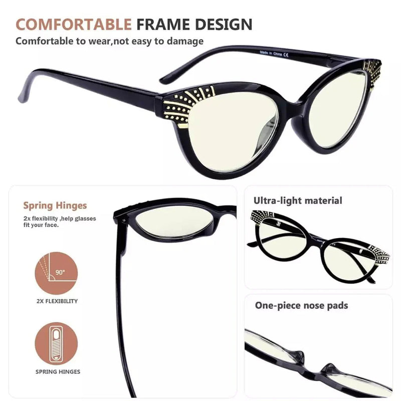 eyekeeper.com 4 Pack Cat-eye Reading Glasses Blue Light Filter UV2123 Eyeglasses White Smoke 4 Pairs Mix / without magnification,4 Pairs Mix / +0.50,4 Pairs Mix / +0.75,4 Pairs Mix / +1.00,4 Pairs Mix / +1.25,4 Pairs Mix / +1.50,4 Pairs Mix / +1.75,4 Pairs Mix / +2.00,4 Pairs Mix / +2.25,4 Pairs Mix / +2.50,4 Pairs Mix / +2.75,4 Pairs Mix / +3.00