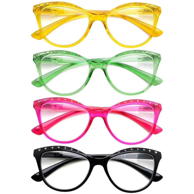 eyekeeper.com 4 Pack Cat-eye Rhinestone Reading Glasses R2001 Eyeglasses White Smoke 4 Pairs Mix / without magnification,4 Pairs Mix / +0.50,4 Pairs Mix / +0.75,4 Pairs Mix / +1.00,4 Pairs Mix / +1.25,4 Pairs Mix / +1.50,4 Pairs Mix / +1.75,4 Pairs Mix / +2.00,4 Pairs Mix / +2.25,4 Pairs Mix / +2.50,4 Pairs Mix / +2.75,4 Pairs Mix / +3.00