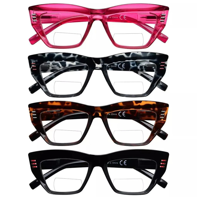 eyekeeper.com 4 Pack Cat-eye Thicker Frame Bifocal Reading Glasses BR2017 Eyeglasses White Smoke 4 Pairs Mix / +1.00,4 Pairs Mix / +1.50,4 Pairs Mix / +2.00,4 Pairs Mix / +2.50,4 Pairs Mix / +3.00,4 Pairs Mix / +3.50