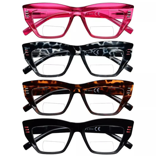 eyekeeper.com 4 Pack Cat-eye Thicker Frame Bifocal Reading Glasses BR2017 Eyeglasses White Smoke 4 Pairs Mix / +1.00,4 Pairs Mix / +1.50,4 Pairs Mix / +2.00,4 Pairs Mix / +2.50,4 Pairs Mix / +3.00,4 Pairs Mix / +3.50