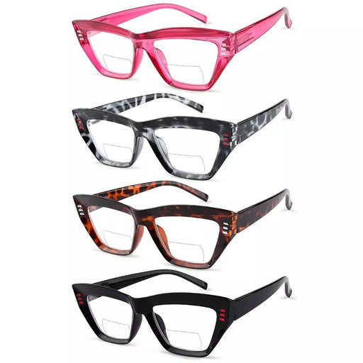 eyekeeper.com 4 Pack Cat-eye Thicker Frame Bifocal Reading Glasses BR2017 Eyeglasses White Smoke 4 Pairs Mix / +1.00,4 Pairs Mix / +1.50,4 Pairs Mix / +2.00,4 Pairs Mix / +2.50,4 Pairs Mix / +3.00,4 Pairs Mix / +3.50