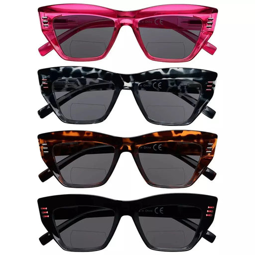 eyekeeper.com 4 Pack Cat-eye Thicker Frame Bifocal Reading Sunglasses SBR2017 Sunglasses White Smoke 4 Pairs Mix / +1.00,4 Pairs Mix / +1.50,4 Pairs Mix / +1.75,4 Pairs Mix / +2.00,4 Pairs Mix / +2.50,4 Pairs Mix / +3.00,4 Pairs Mix / +3.50