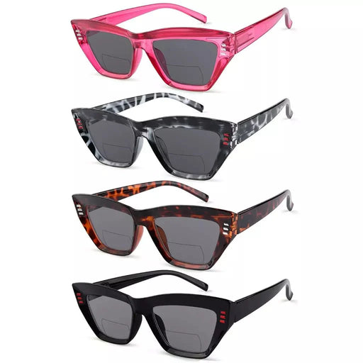eyekeeper.com 4 Pack Cat-eye Thicker Frame Bifocal Reading Sunglasses SBR2017 Sunglasses White Smoke 4 Pairs Mix / +1.00,4 Pairs Mix / +1.50,4 Pairs Mix / +1.75,4 Pairs Mix / +2.00,4 Pairs Mix / +2.50,4 Pairs Mix / +3.00,4 Pairs Mix / +3.50