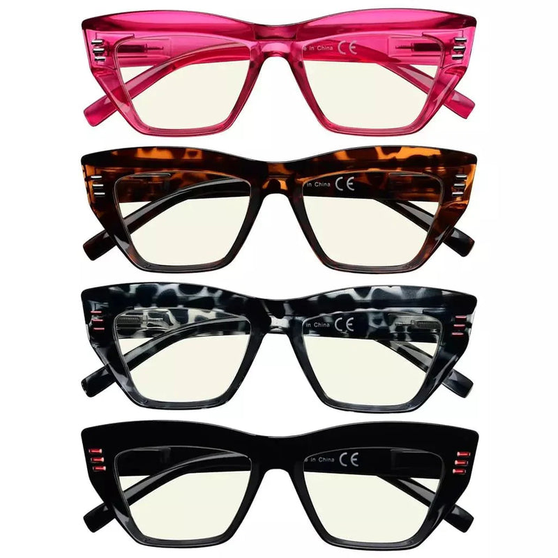 eyekeeper.com 4 Pack Cat-eye Thicker Frame Blue Light Filter Readers UVR2017 Eyeglasses White Smoke 4 Pairs Mix / without magnification,4 Pairs Mix / +0.50,4 Pairs Mix / +0.75,4 Pairs Mix / +1.00,4 Pairs Mix / +1.25,4 Pairs Mix / +1.50,4 Pairs Mix / +1.75,4 Pairs Mix / +2.00,4 Pairs Mix / +2.50,4 Pairs Mix / +3.00