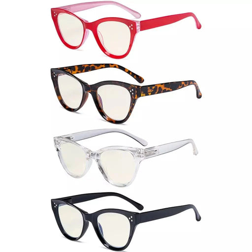 eyekeeper.com 4 Pack Cat-eye Thicker Frame Blue Light Filter Readers UVR9108 Eyeglasses White Smoke 4 Pairs Mix / without magnification,4 Pairs Mix / +0.50,4 Pairs Mix / +0.75,4 Pairs Mix / +1.00,4 Pairs Mix / +1.25,4 Pairs Mix / +1.50,4 Pairs Mix / +1.75,4 Pairs Mix / +2.00,4 Pairs Mix / +2.50,4 Pairs Mix / +3.00