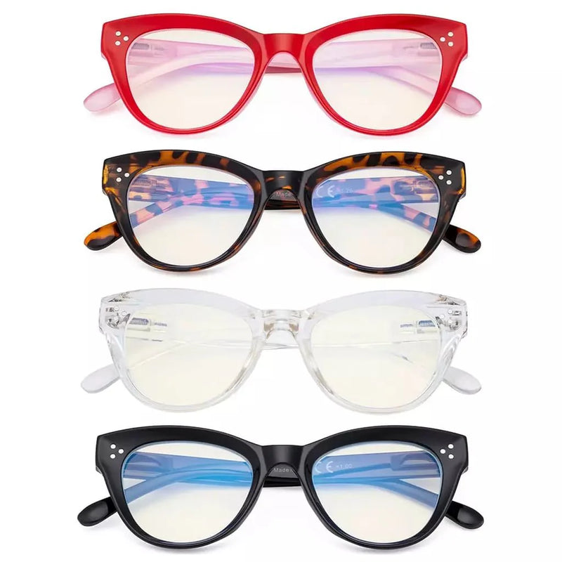 eyekeeper.com 4 Pack Cat-eye Thicker Frame Blue Light Filter Readers UVR9108 Eyeglasses White Smoke 4 Pairs Mix / without magnification,4 Pairs Mix / +0.50,4 Pairs Mix / +0.75,4 Pairs Mix / +1.00,4 Pairs Mix / +1.25,4 Pairs Mix / +1.50,4 Pairs Mix / +1.75,4 Pairs Mix / +2.00,4 Pairs Mix / +2.50,4 Pairs Mix / +3.00