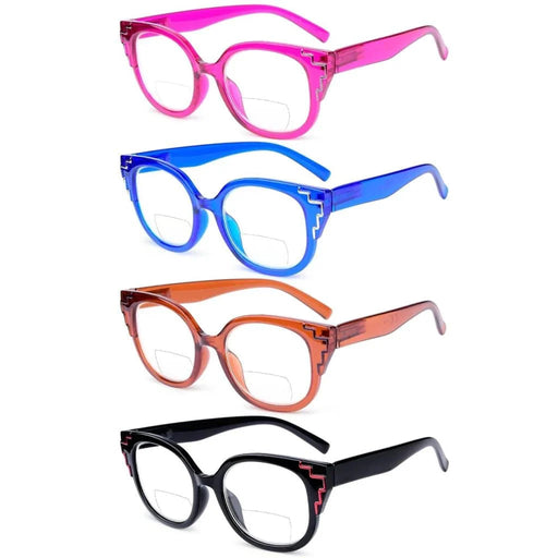 eyekeeper.com 4 Pack Chic Cat-eye Bifocal Reading Glasses Curved Readers BR2119 Eyeglasses White Smoke 4 Pairs Mix / +1.00,4 Pairs Mix / +1.50,4 Pairs Mix / +2.00,4 Pairs Mix / +2.50,4 Pairs Mix / +3.00