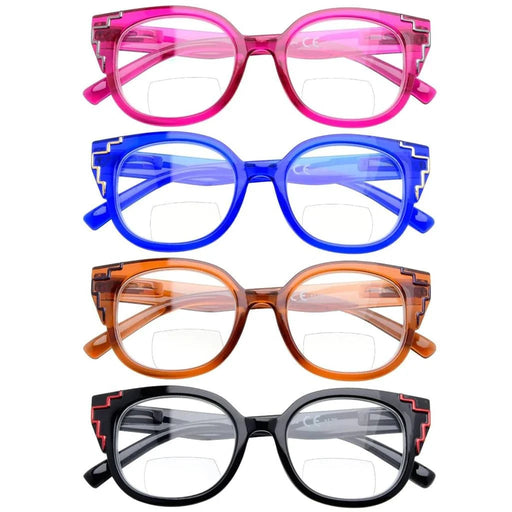 eyekeeper.com 4 Pack Chic Cat-eye Bifocal Reading Glasses Curved Readers BR2119 Eyeglasses White Smoke 4 Pairs Mix / +1.00,4 Pairs Mix / +1.50,4 Pairs Mix / +2.00,4 Pairs Mix / +2.50,4 Pairs Mix / +3.00