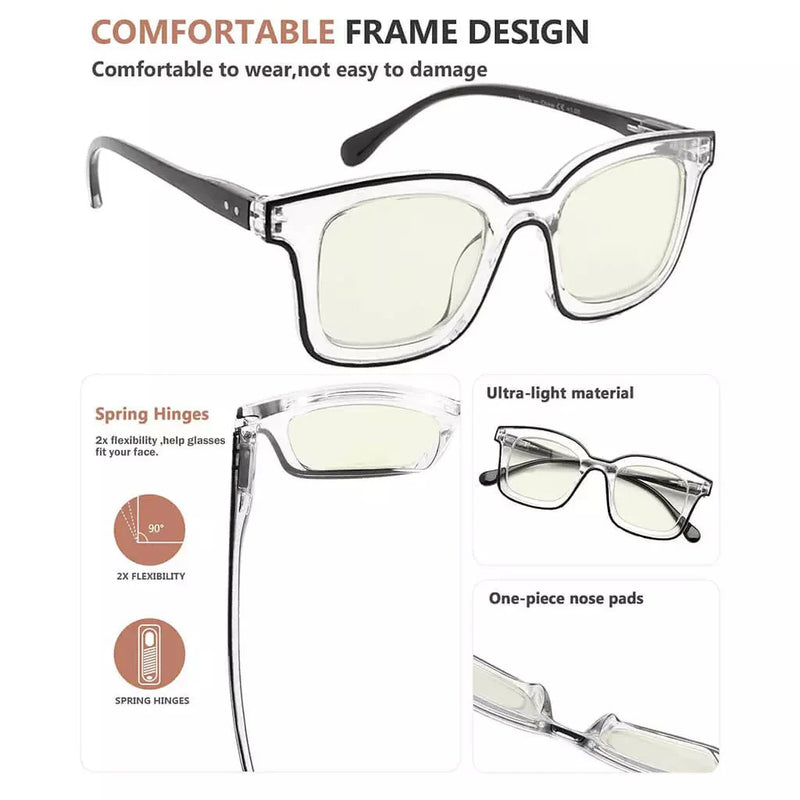 eyekeeper.com 4 Pack Chic Square Blue Light Filter Reading Glasses UV2105 Eyeglasses White Smoke 4 Pairs Mix / without magnification,4 Pairs Mix / +0.50,4 Pairs Mix / +0.75,4 Pairs Mix / +1.00,4 Pairs Mix / +1.25,4 Pairs Mix / +1.50,4 Pairs Mix / +1.75,4 Pairs Mix / +2.00,4 Pairs Mix / +2.25,4 Pairs Mix / +2.50,4 Pairs Mix / +2.75,4 Pairs Mix / +3.00