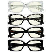 eyekeeper.com 4 Pack Chic Thicker Frame Blue Light Filter Readers UVR2010 Eyeglasses White Smoke 4 Pairs Mix / without magnification,4 Pairs Mix / +0.50,4 Pairs Mix / +0.75,4 Pairs Mix / +1.00,4 Pairs Mix / +1.25,4 Pairs Mix / +1.50,4 Pairs Mix / +1.75,4 Pairs Mix / +2.00,4 Pairs Mix / +2.50,4 Pairs Mix / +3.00