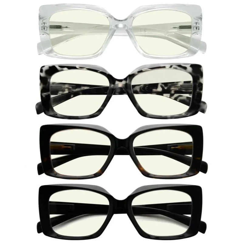eyekeeper.com 4 Pack Chic Thicker Frame Blue Light Filter Readers UVR2010 Eyeglasses White Smoke 4 Pairs Mix / without magnification,4 Pairs Mix / +0.50,4 Pairs Mix / +0.75,4 Pairs Mix / +1.00,4 Pairs Mix / +1.25,4 Pairs Mix / +1.50,4 Pairs Mix / +1.75,4 Pairs Mix / +2.00,4 Pairs Mix / +2.50,4 Pairs Mix / +3.00