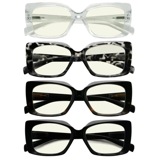 eyekeeper.com 4 Pack Chic Thicker Frame Blue Light Filter Readers UVR2010 Eyeglasses White Smoke 4 Pairs Mix / without magnification,4 Pairs Mix / +0.50,4 Pairs Mix / +0.75,4 Pairs Mix / +1.00,4 Pairs Mix / +1.25,4 Pairs Mix / +1.50,4 Pairs Mix / +1.75,4 Pairs Mix / +2.00,4 Pairs Mix / +2.50,4 Pairs Mix / +3.00