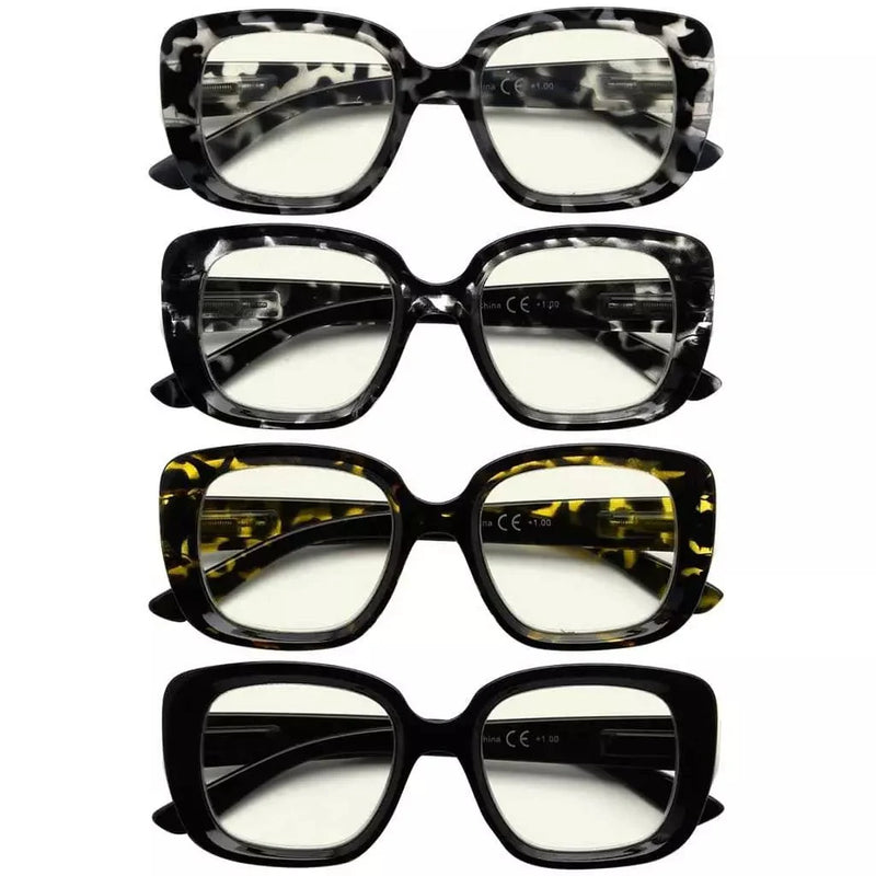 eyekeeper.com 4 Pack Chic Thicker Frame Blue Light Filter Readers UVR2035 Eyeglasses White Smoke 4 Pairs Mix / without magnification,4 Pairs Mix / +0.50,4 Pairs Mix / +0.75,4 Pairs Mix / +1.00,4 Pairs Mix / +1.25,4 Pairs Mix / +1.50,4 Pairs Mix / +1.75,4 Pairs Mix / +2.00,4 Pairs Mix / +2.50,4 Pairs Mix / +3.00