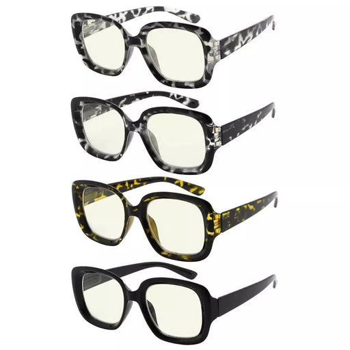 eyekeeper.com 4 Pack Chic Thicker Frame Blue Light Filter Readers UVR2035 Eyeglasses White Smoke 4 Pairs Mix / without magnification,4 Pairs Mix / +0.50,4 Pairs Mix / +0.75,4 Pairs Mix / +1.00,4 Pairs Mix / +1.25,4 Pairs Mix / +1.50,4 Pairs Mix / +1.75,4 Pairs Mix / +2.00,4 Pairs Mix / +2.50,4 Pairs Mix / +3.00