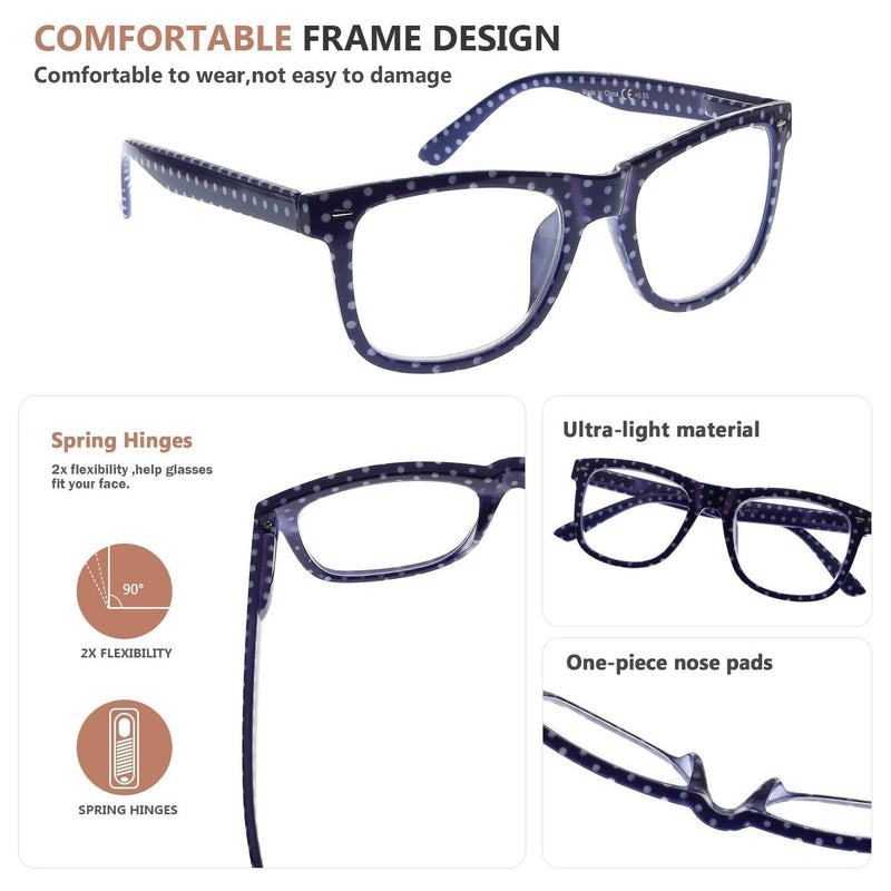 eyekeeper.com 4 Pack Polka Dots Reading Glasses R080P Eyeglasses Dark Slate Gray 4 Pairs Mix / +0.50,4 Pairs Mix / +0.75,4 Pairs Mix / +1.00,4 Pairs Mix / +1.25,4 Pairs Mix / +1.50,4 Pairs Mix / +1.75,4 Pairs Mix / +2.00,4 Pairs Mix / +2.25,4 Pairs Mix / +2.75,4 Pairs Mix / +3.00,4 Pairs Mix / +3.50,4 Pairs Mix / +4.00
