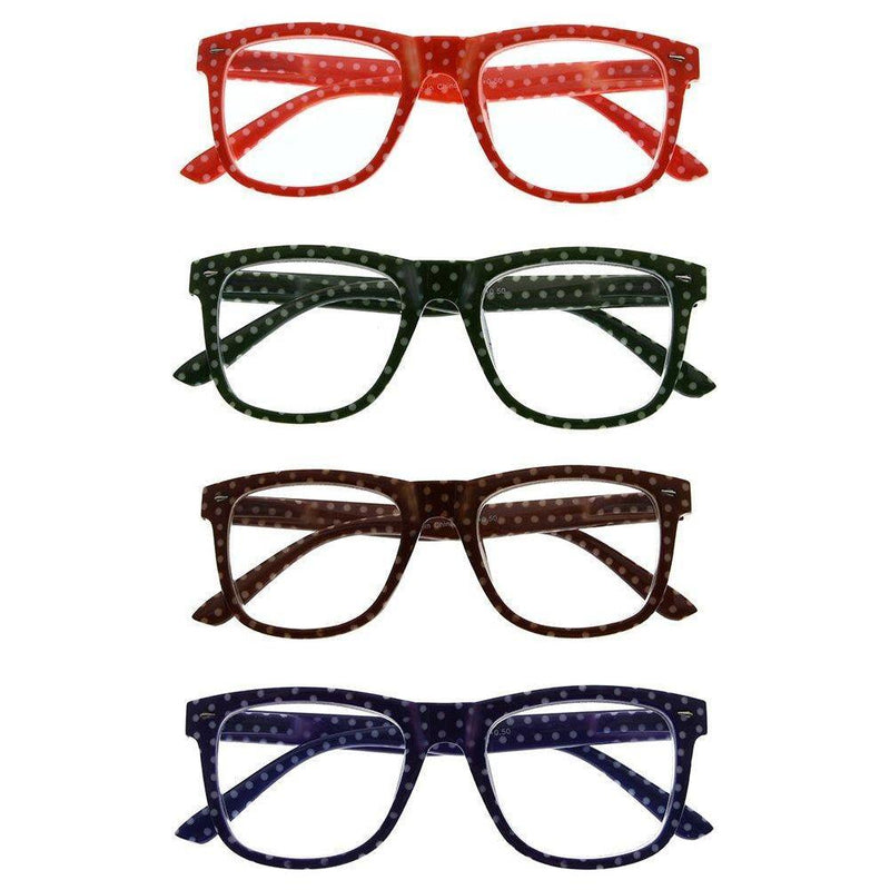 eyekeeper.com 4 Pack Polka Dots Reading Glasses R080P Eyeglasses Light Pink 4 Pairs Mix / +0.50,4 Pairs Mix / +0.75,4 Pairs Mix / +1.00,4 Pairs Mix / +1.25,4 Pairs Mix / +1.50,4 Pairs Mix / +1.75,4 Pairs Mix / +2.00,4 Pairs Mix / +2.25,4 Pairs Mix / +2.75,4 Pairs Mix / +3.00,4 Pairs Mix / +3.50,4 Pairs Mix / +4.00