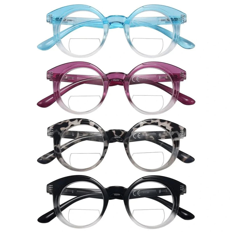 eyekeeper.com 4 Pack Classic Round Bifocal Reading Glasses BR2032 Eyeglasses White Smoke 4 Pairs Mix / +1.00,4 Pairs Mix / +1.50,4 Pairs Mix / +2.00,4 Pairs Mix / +2.50,4 Pairs Mix / +3.00,4 Pairs Mix / +3.50