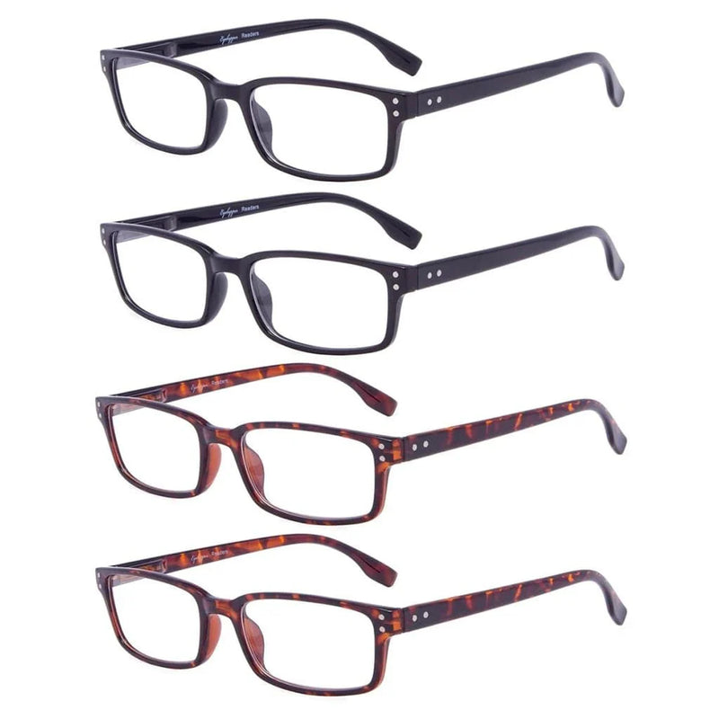 eyekeeper.com 4 Pack Classical Reading Glasses R097 Eyeglasses White Smoke 2Black-2Tortoise / +0.75,2Black-2Tortoise / +1.00,2Black-2Tortoise / +1.50