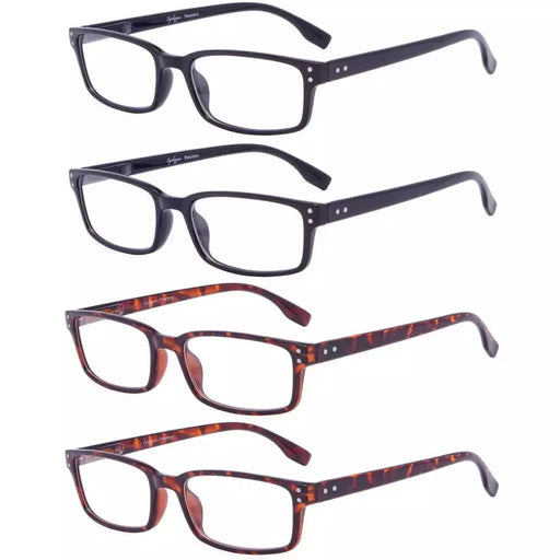 eyekeeper.com 4 Pack Classical Rectangular Reading Glasses Comfort Readers R097-A Eyeglasses White Smoke 2Black-2Tortoise / +0.50,2Black-2Tortoise / +0.75,2Black-2Tortoise / +1.00,2Black-2Tortoise / +1.25,2Black-2Tortoise / +1.50,2Black-2Tortoise / +1.75,2Black-2Tortoise / +2.00,2Black-2Tortoise / +2.25,2Black-2Tortoise / +2.50,2Black-2Tortoise / +3.50,2Blac