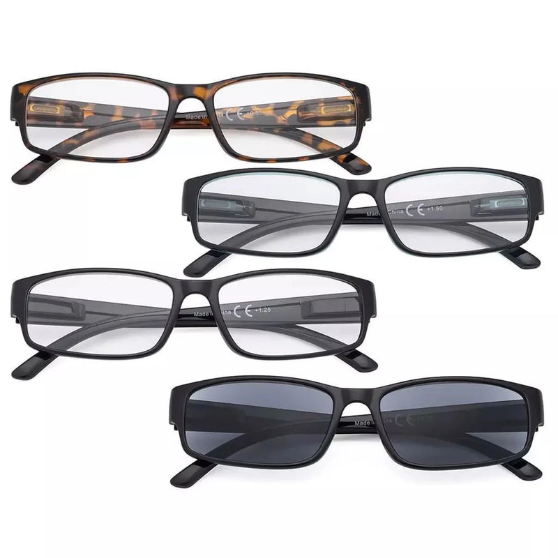 eyekeeper.com 4 Pack Comfort Rectangle Reading Glasses Include Sunglasses R9103 Eyeglasses White Smoke 4 Pairs Mix / +0.50,4 Pairs Mix / +0.75,4 Pairs Mix / +1.00,4 Pairs Mix / +1.25,4 Pairs Mix / +1.50,4 Pairs Mix / +1.75,4 Pairs Mix / +2.00,4 Pairs Mix / +2.25,4 Pairs Mix / +2.50,4 Pairs Mix / +2.75,4 Pairs Mix / +3.00,4 Pairs Mix / +3.50,4 Pairs Mix / +
