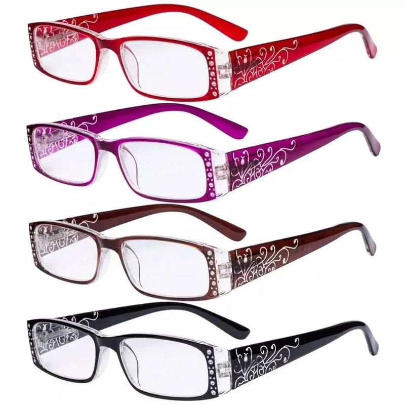 eyekeeper.com 4 Pack Crystal Floral Pattern Reading Glasses R006F Eyeglasses White Smoke 4 Pairs Mix / +0.50,4 Pairs Mix / +0.75,4 Pairs Mix / +1.00,4 Pairs Mix / +1.25,4 Pairs Mix / +1.50,4 Pairs Mix / +1.75,4 Pairs Mix / +2.25,4 Pairs Mix / +2.50,4 Pairs Mix / +2.75,4 Pairs Mix / +3.00,4 Pairs Mix / +3.50,4 Pairs Mix / +4.00