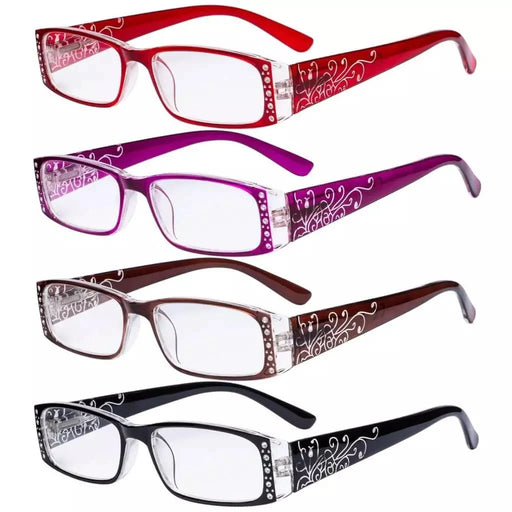 eyekeeper.com 4 Pack Crystal Floral Pattern Reading Glasses R006F Eyeglasses White Smoke 4 Pairs Mix / +0.50,4 Pairs Mix / +0.75,4 Pairs Mix / +1.00,4 Pairs Mix / +1.25,4 Pairs Mix / +1.50,4 Pairs Mix / +1.75,4 Pairs Mix / +2.25,4 Pairs Mix / +2.50,4 Pairs Mix / +2.75,4 Pairs Mix / +3.00,4 Pairs Mix / +3.50,4 Pairs Mix / +4.00