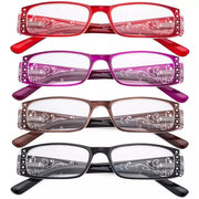 eyekeeper.com 4 Pack Crystal Floral Pattern Reading Glasses R006F Eyeglasses White Smoke 4 Pairs Mix / +0.50,4 Pairs Mix / +0.75,4 Pairs Mix / +1.00,4 Pairs Mix / +1.25,4 Pairs Mix / +1.50,4 Pairs Mix / +1.75,4 Pairs Mix / +2.25,4 Pairs Mix / +2.50,4 Pairs Mix / +2.75,4 Pairs Mix / +3.00,4 Pairs Mix / +3.50,4 Pairs Mix / +4.00