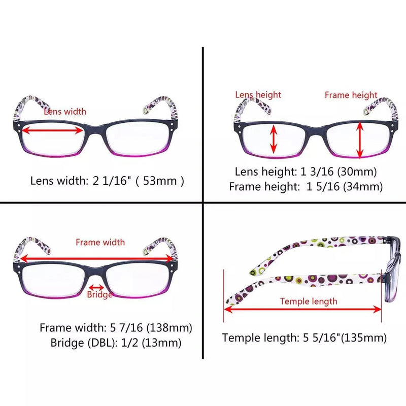 eyekeeper.com 4 Pack Cute Dot Pattern Temples Square Reading Glasses R103P Eyeglasses White Smoke 4 Pairs Mix / +0.50,4 Pairs Mix / +0.75,4 Pairs Mix / +1.00,4 Pairs Mix / +1.25,4 Pairs Mix / +1.50,4 Pairs Mix / +1.75,4 Pairs Mix / +2.00,4 Pairs Mix / +2.50
