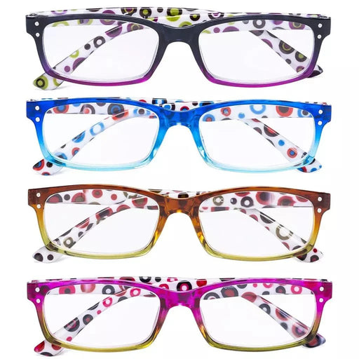 eyekeeper.com 4 Pack Cute Dot Pattern Temples Square Reading Glasses R103P Eyeglasses White Smoke 4 Pairs Mix / +0.50,4 Pairs Mix / +0.75,4 Pairs Mix / +1.00,4 Pairs Mix / +1.25,4 Pairs Mix / +1.50,4 Pairs Mix / +1.75,4 Pairs Mix / +2.00,4 Pairs Mix / +2.50