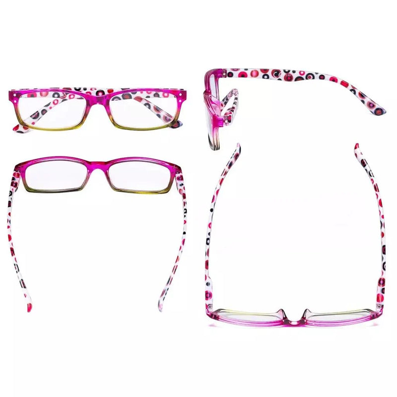 eyekeeper.com 4 Pack Cute Rectangle Dot Pattern Temples Readers R103P-A Eyeglasses White Smoke 4 Pairs Mix / +0.50,4 Pairs Mix / +0.75,4 Pairs Mix / +1.00,4 Pairs Mix / +1.25,4 Pairs Mix / +1.50,4 Pairs Mix / +1.75,4 Pairs Mix / +2.00,4 Pairs Mix / +2.50