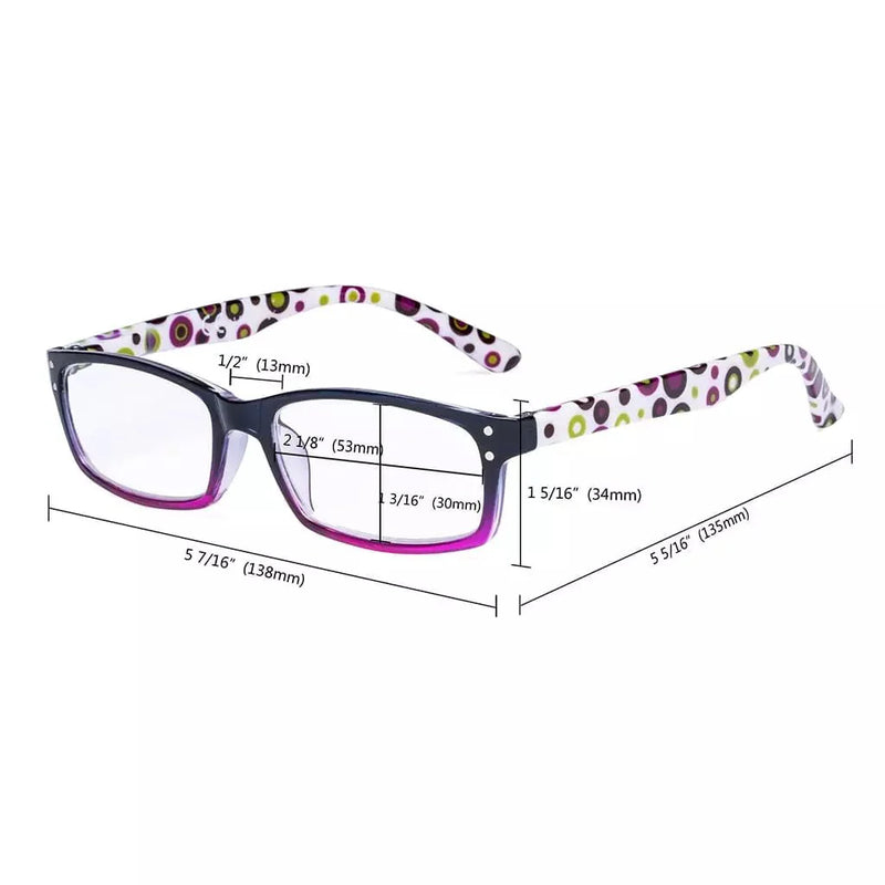 eyekeeper.com 4 Pack Cute Rectangle Dot Pattern Temples Readers R103P-A Eyeglasses White Smoke 4 Pairs Mix / +0.50,4 Pairs Mix / +0.75,4 Pairs Mix / +1.00,4 Pairs Mix / +1.25,4 Pairs Mix / +1.50,4 Pairs Mix / +1.75,4 Pairs Mix / +2.00,4 Pairs Mix / +2.50