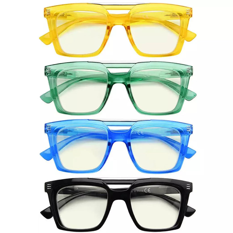 eyekeeper.com 4 Pack Double Bridge Blue Light Blocking Reading Glasses UVR2034 Eyeglasses White Smoke 4 Pairs Mix / without magnification,4 Pairs Mix / +0.50,4 Pairs Mix / +0.75,4 Pairs Mix / +1.00,4 Pairs Mix / +1.25,4 Pairs Mix / +1.50,4 Pairs Mix / +1.75,4 Pairs Mix / +2.00,4 Pairs Mix / +2.50,4 Pairs Mix / +3.00